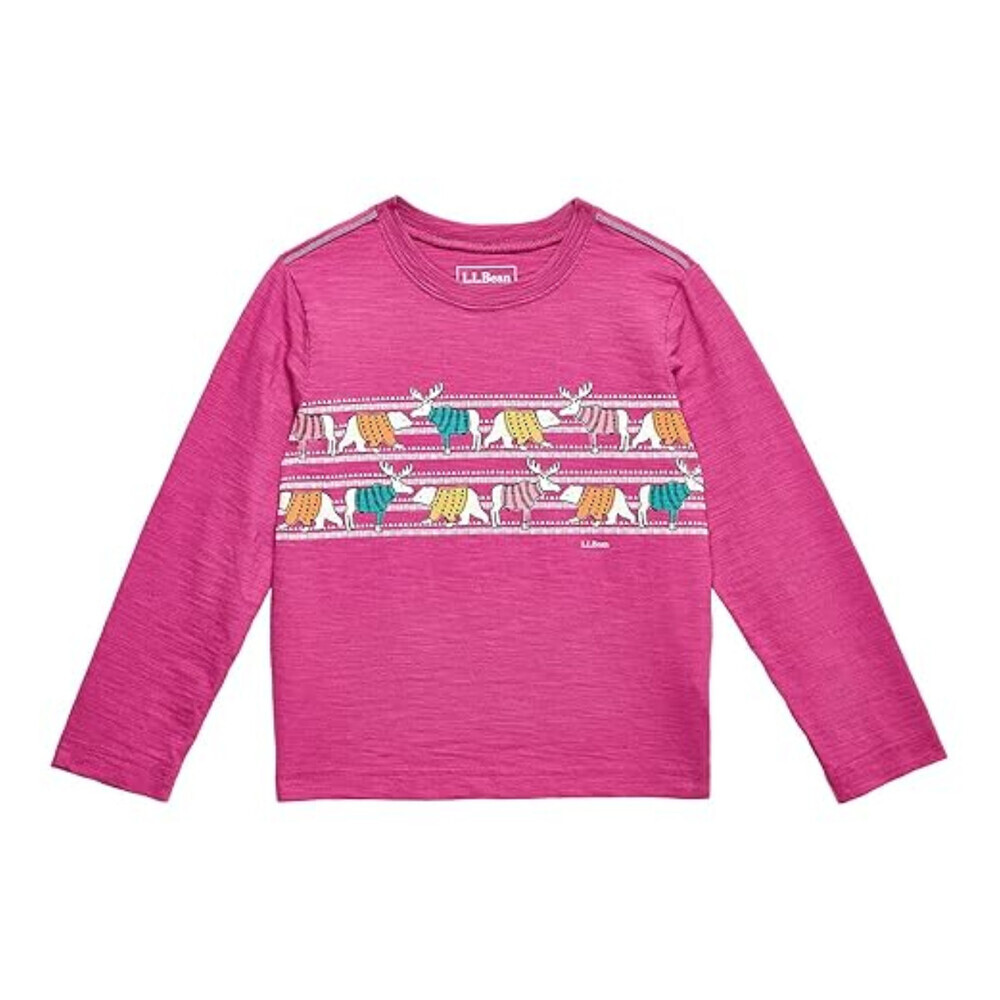 L.L.Bean T-Shirt Kids XL Sugar Plum Graphic Glow-in-the-Dark Pullover Tee RED640